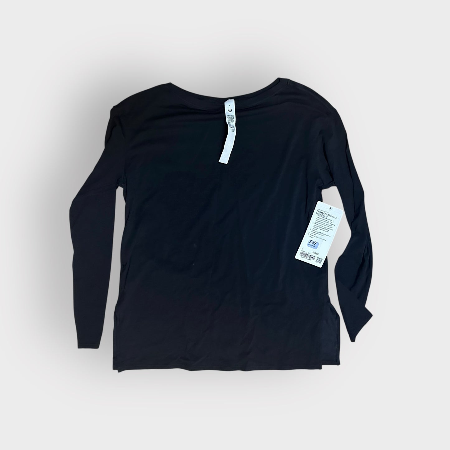 Relaxed Fit Boatneck Long Sleeve Black