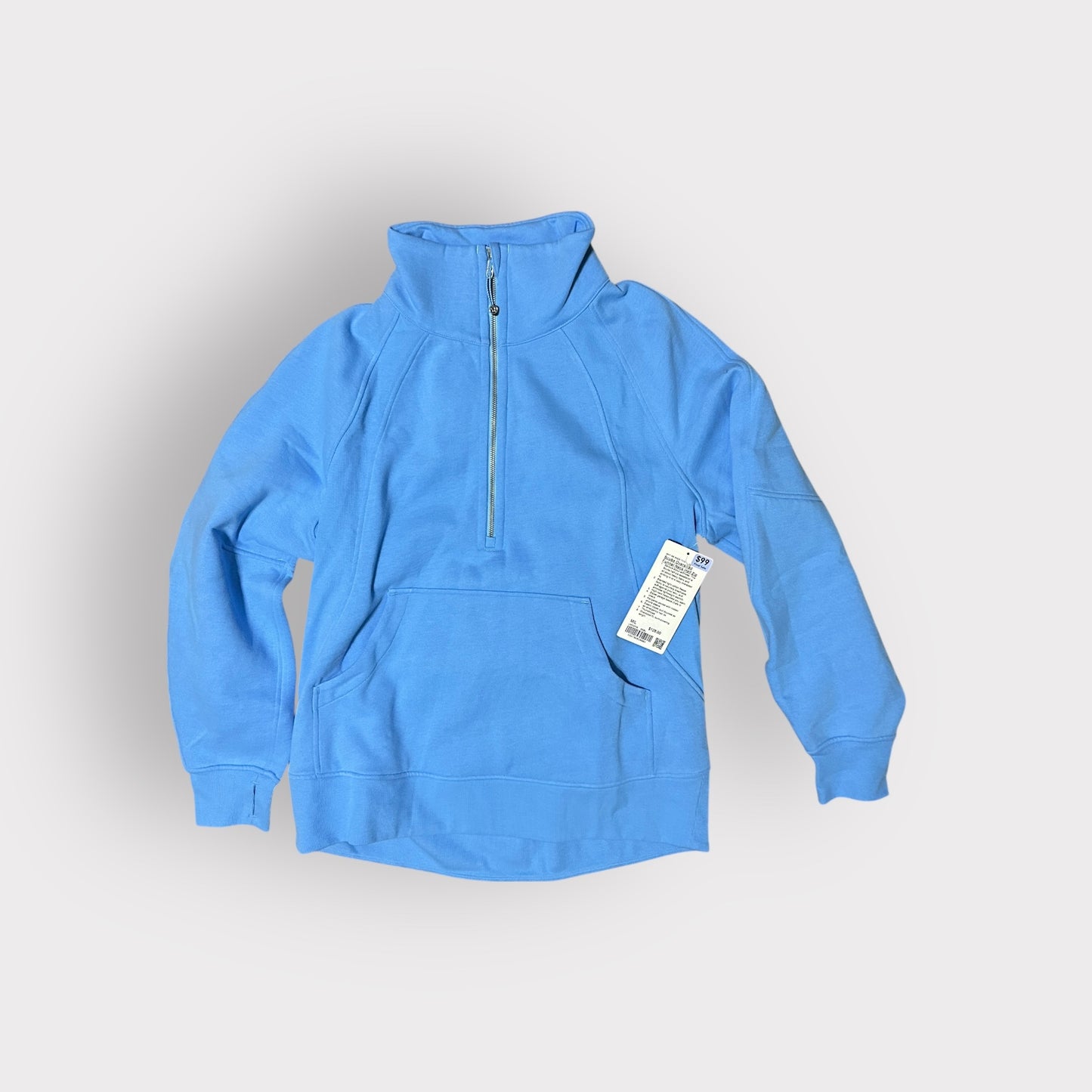 Scuba Oversized Funnel Neck Half Zip Aero Blue Long/Bum Covering