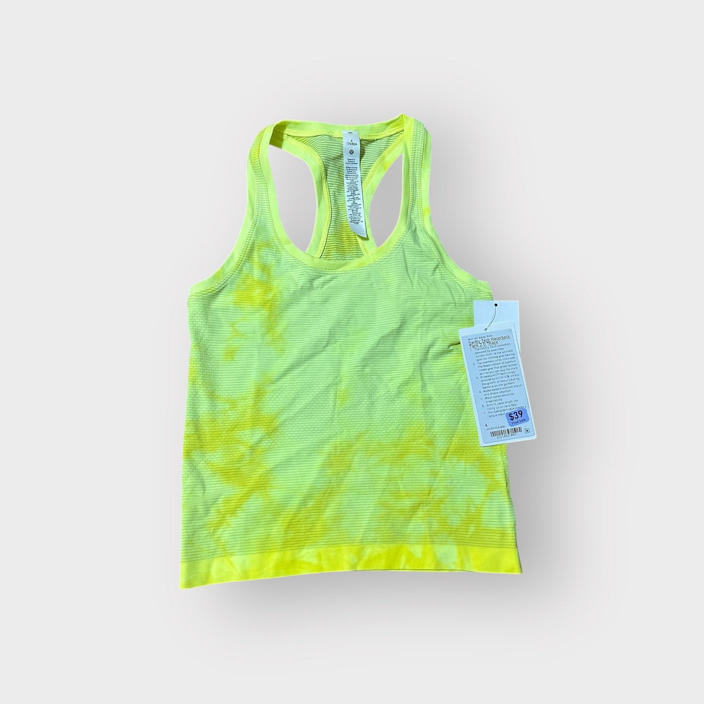 Swiftly Tech Racerback Tank 2.0 Race Length Marble Dye Electric Lemon