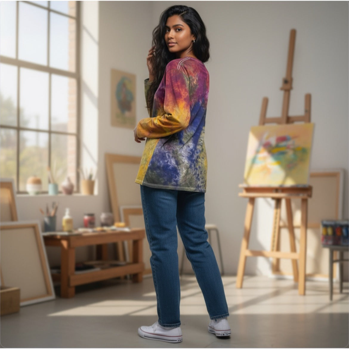 Lululemon Tie Dye Boatneck Long Sleeve Pima Cotton Fall Size 4 (Multicolor Scrunch Dye)