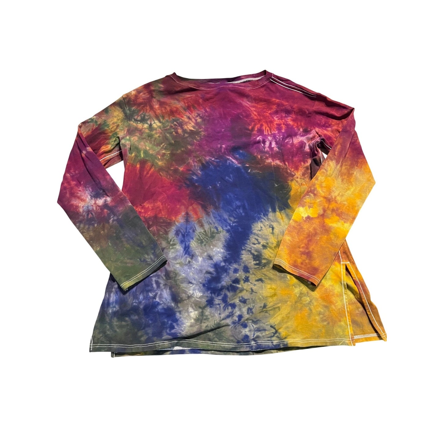 Lululemon Tie Dye Boatneck Long Sleeve Pima Cotton Fall Size 4 (Multicolor Scrunch Dye)