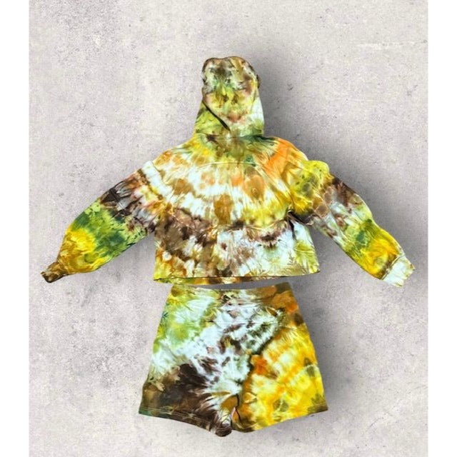 Lululemon Scuba Hoodie M/L Scuba Shorts Sz 10 Set Tie Dye OOAK Fall Autumn