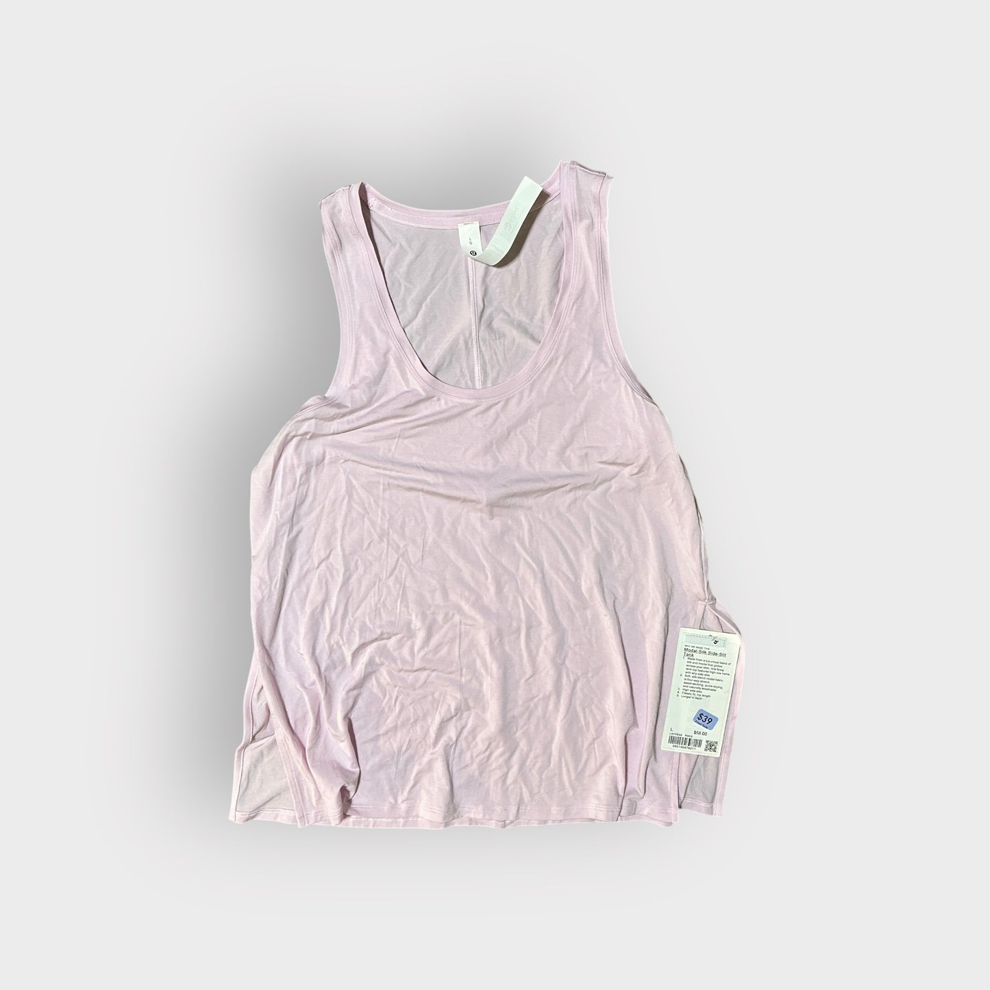 Modal Silk Side Slit Tank Pink Organza