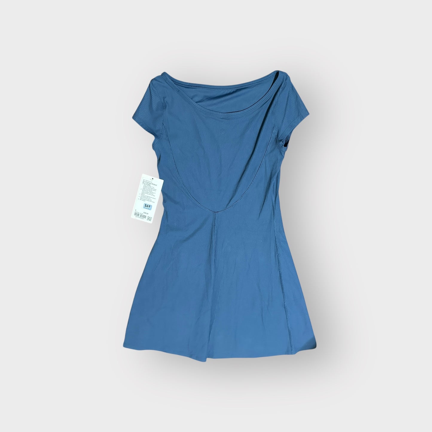 All Aligned Ribbed Mini Dress Blue Twill