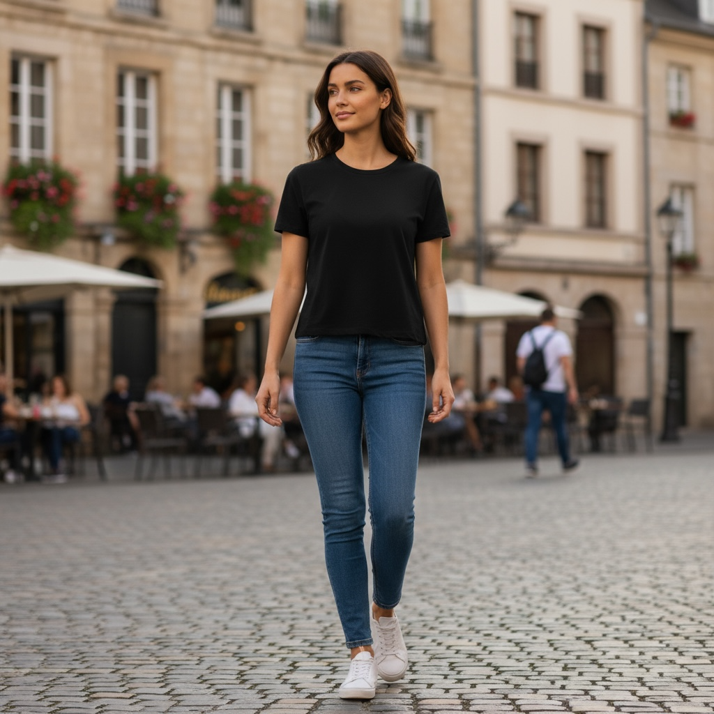 Classic Fit Cotton Blend Tee Black