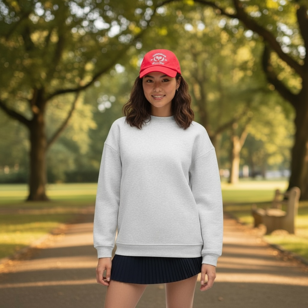 W Big Cozy Oversized Pullover Graphic Meet You Courtside Heather Gray