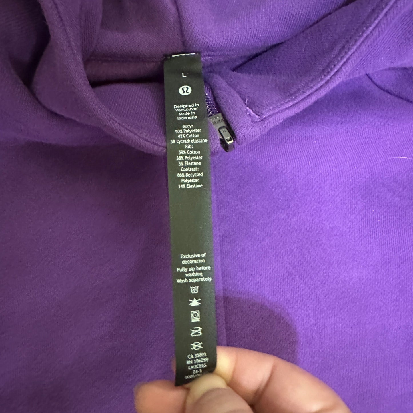 Classic Fit Fleece Full Zip Hoodie College Purple