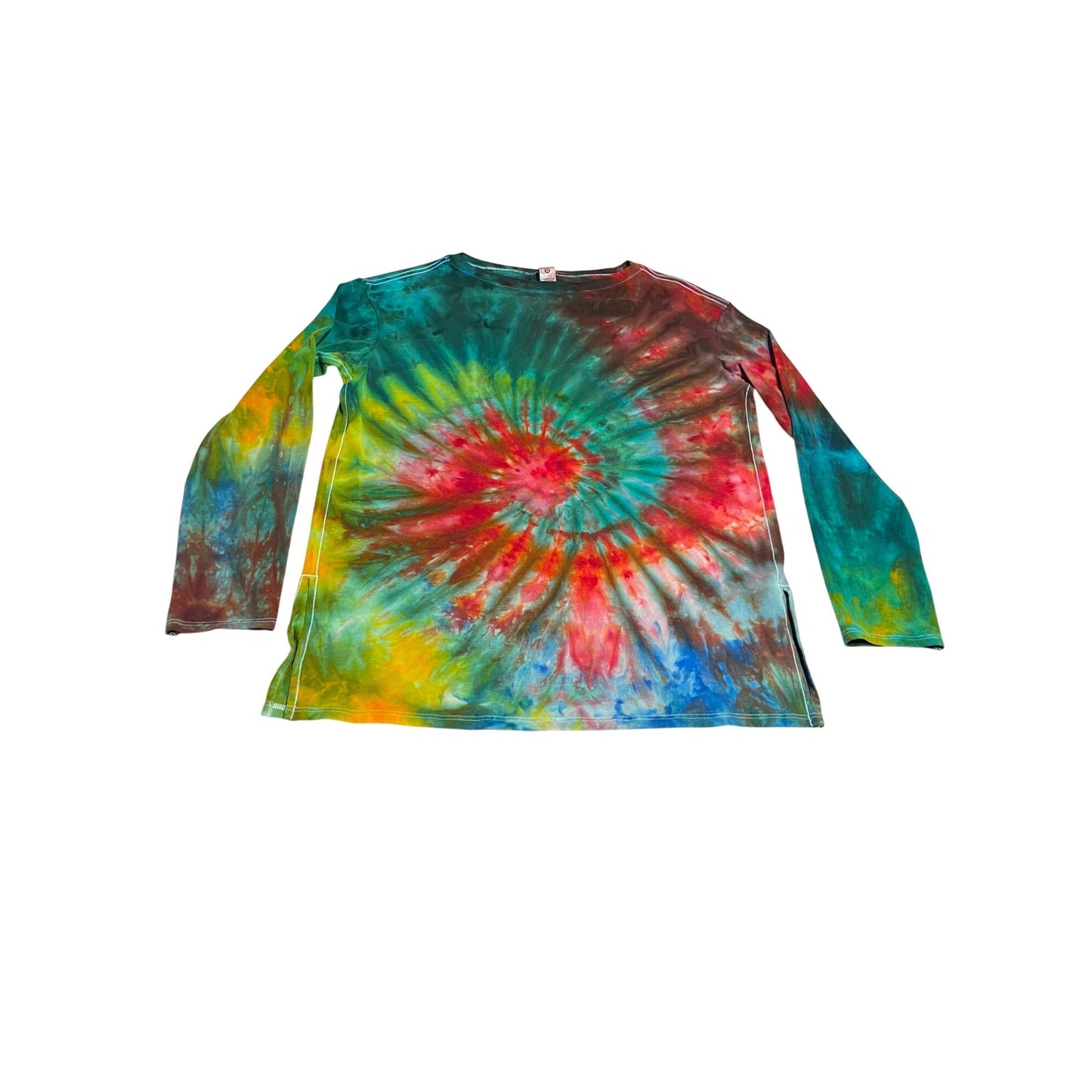 Lululemon Hand-Dyed Tie Dye Relaxed Boatneck Long Sleeve Spiral Shirt Multicolor NWT Cotton Unisex Size 4