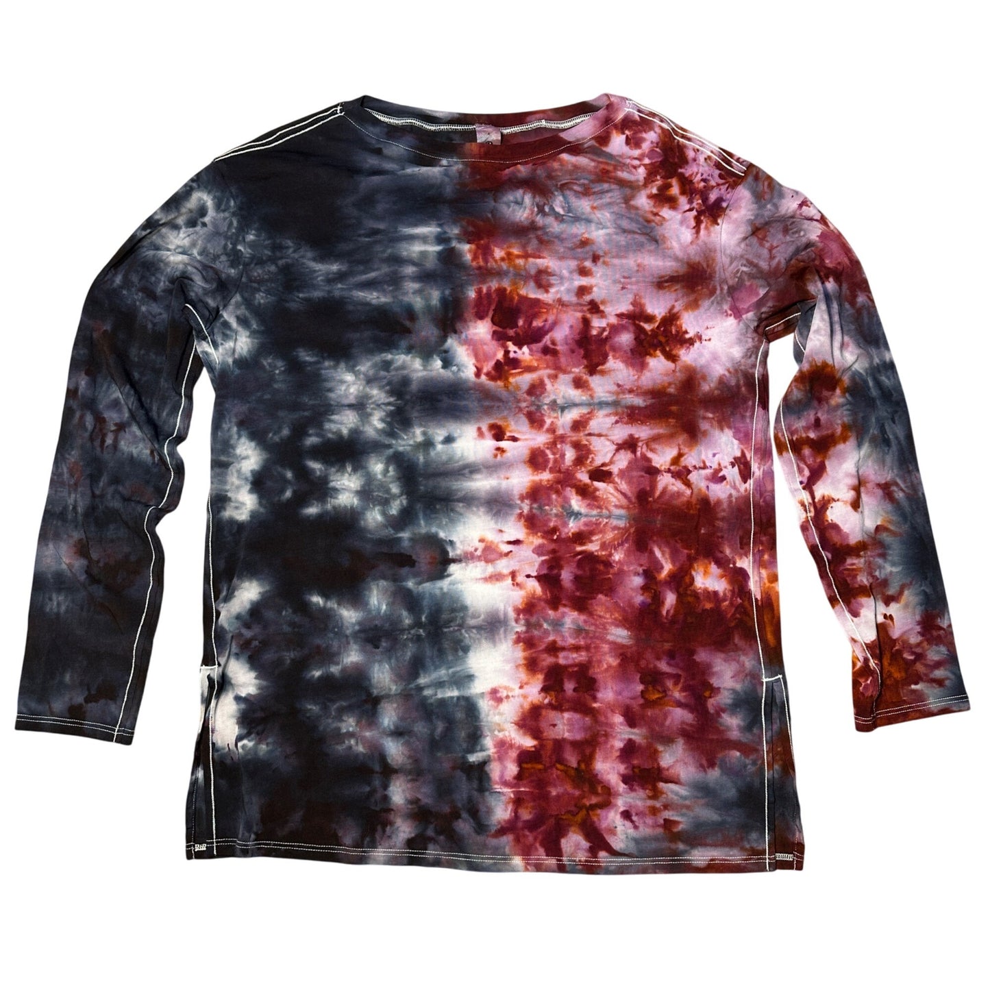 Tie Dye Lululemon Relaxed Boatneck Long Sleeve Size 4 Blue Red OOAK