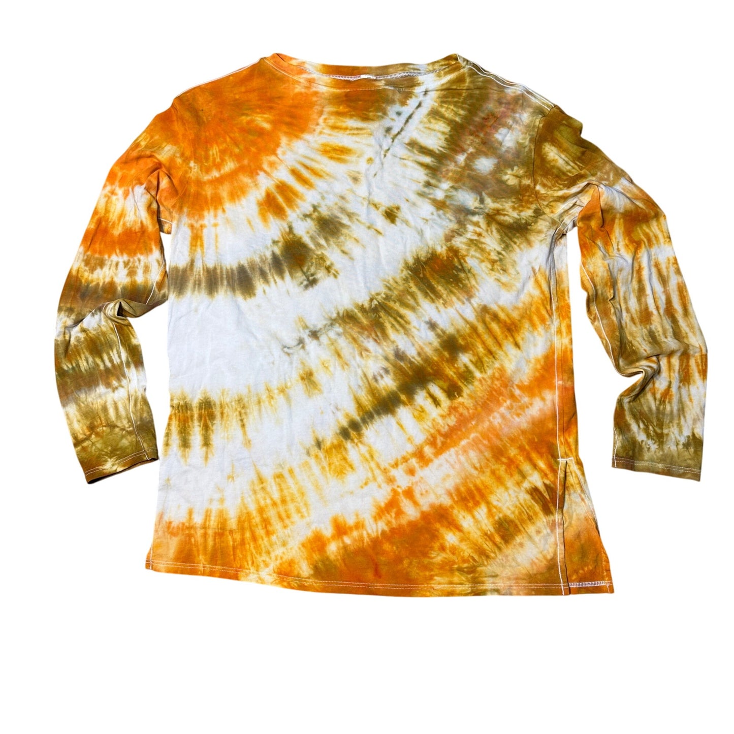 Lululemon Tie Dye Boatneck Long Sleeve Size 4 Pima Cotton Fall Orange Brown