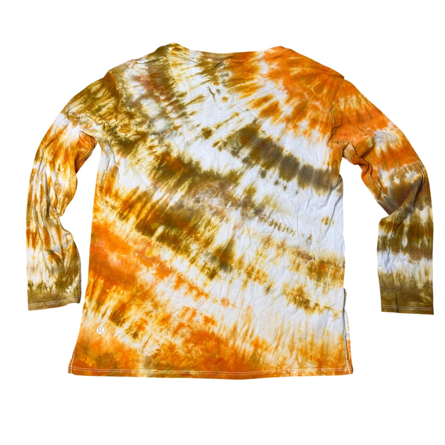 Lululemon Tie Dye Boatneck Long Sleeve Size 4 Pima Cotton Fall Orange Brown